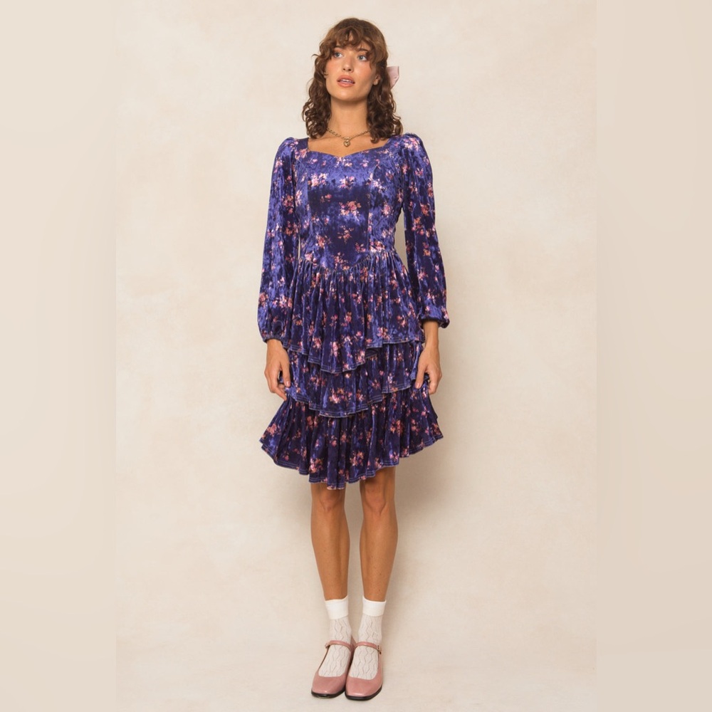 Ivy City Co. Nikki Dress | XL | Purple Floral Velvet | NWT